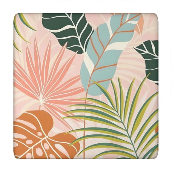 Square Tablecloth with Elastic Edge, Featuring Colorful Boho Floral and Hawaiian Print Patterns, Waterproof Vinyl with Backing, Durable Table Cover for Indoor and Outdoor