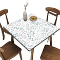 thumbnail image 1 of Square Tablecloth with Elastic Edge, Pastoral Blue-Grey Leaf Print Waterproof Wipeable Square Table Cover, for Family Holiday BBQ Party Use, Fit for 32" x 32"Square Table, 1 of 4