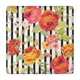 thumbnail image 1 of Square Tablecloth with Elastic Edges 34 * 34 Inch Pioneer Waterproof Black Stripe Background Red Roses Table Cover Washable Indoor and Outdoor for Party Kitchen Dinner Banquet Patio Picnic, 1 of 6