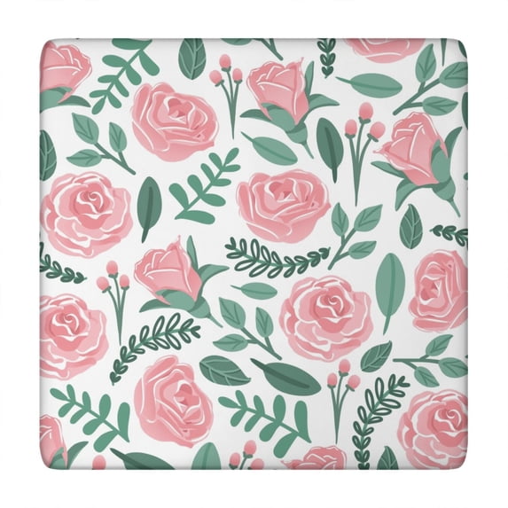 Square Tablecloth with Elastic Edges 34 * 34 Inch Pioneer Waterproof Hand Drawn Roses Table Cover Washable Indoor and Outdoor for Party Kitchen Dinner Banquet Patio Picnic