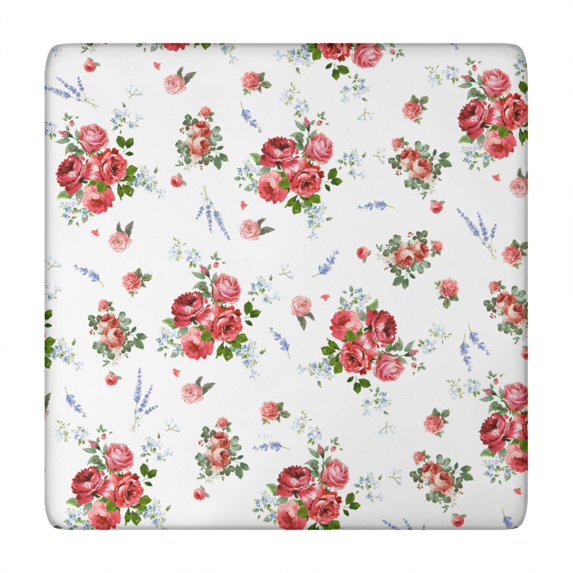 Square Tablecloth with Elastic Edges 34 * 34 Inch Pioneer Waterproof Rose Spring Flower Blossom Table Cover Washable Indoor and Outdoor for Party Kitchen Dinner Banquet Patio Picnic