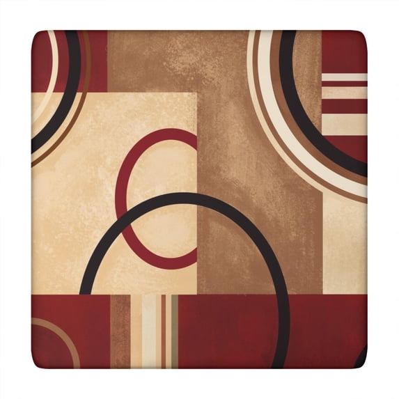 Square Tablecloth with Elastic Edges 34 * 34 Inch Waterproof Retro Abstract Geometric Table Cover Washable Indoor and Outdoor for Party Kitchen Dinner Banquet Patio Picnic