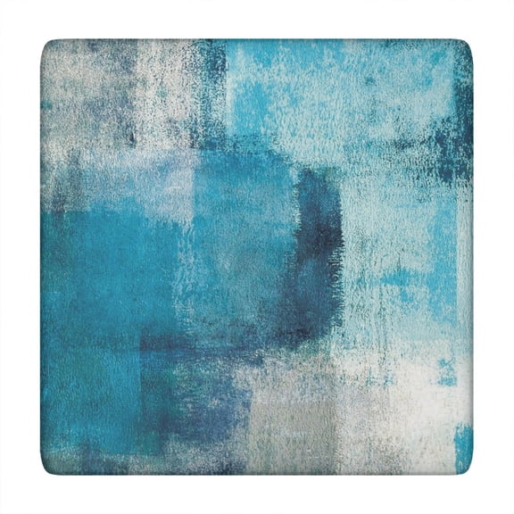 Square Tablecloth with Elastic Edges 34 * 34 Inch Waterproof Turquoise and Grey Abstract Art Painting Table Cover Washable Indoor and Outdoor for Party Kitchen Dinner Banquet Patio Picnic