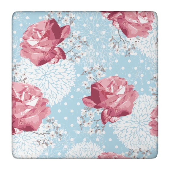Square Tablecloth with Elastic Edges 36 * 36 Inch Pioneer Waterproof Pink Paper Peony Flowers Table Cover Washable Indoor and Outdoor for Party Kitchen Dinner Banquet Patio Picnic