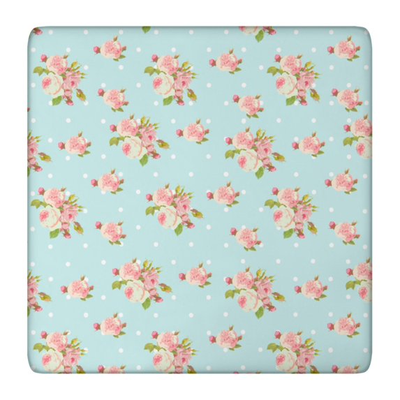 Square Tablecloth with Elastic Edges 36 * 36 Inch Pioneer Waterproof Small Roses Table Cover Washable Indoor and Outdoor for Party Kitchen Dinner Banquet Patio Picnic