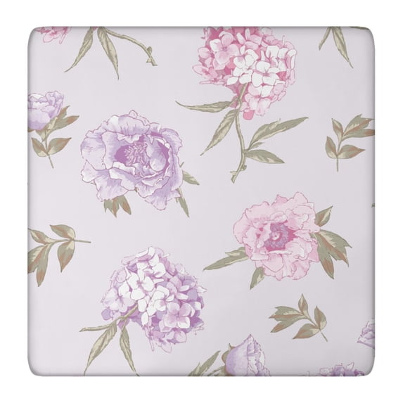 Square Tablecloth with Elastic Edges 36 * 36 Inch Pioneer Waterproof Vintage Colorful Peony Flower Plants Table Cover Washable Indoor and Outdoor for Party Kitchen Dinner Banquet Patio Picnic