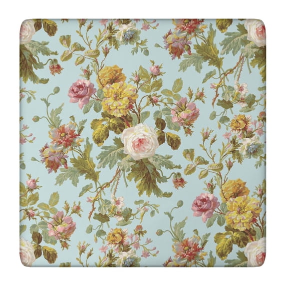 Square Tablecloth with Elastic Edges 36 * 36 Inch Pioneer Waterproof Vintage Floral Pattern Table Cover Washable Indoor and Outdoor for Party Kitchen Dinner Banquet Patio Picnic