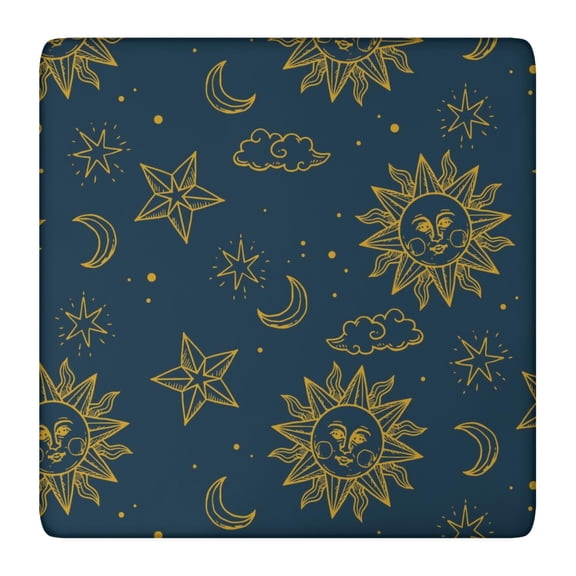 Square Tablecloth Ethereal Celestial Gothic Constellation Eclipse Style, Waterproof Vinyl Elastic Table Cover with Backing