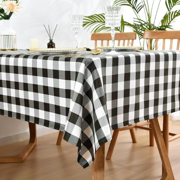 Square Tablecloth Farmhouse Checkered Black and White Gingham Table Cloth Buffalo Plaid Table Cover for Dining Room Kitchen Party Table Decor 70x70 Inch