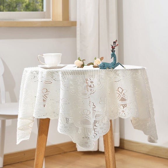 Square Tablecloth with Fringe, 35.4x35.4 Inch Linen-Look Polyester Table Cover for Dining, Parties, and Outdoor Events, Decorative Sofa Throw or Table Runner, White, Machine Washable