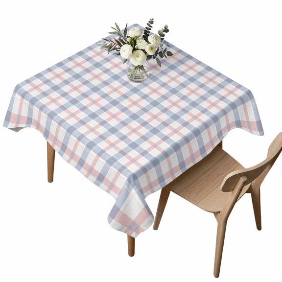 Square Tablecloth, Geometric Buffalo Lattice Waterproof Table Cloth 54x54 in Chic Diamond Grid Washable Spillproof Table Cover for Kitchen Dining Party Decor Outdoor Camping
