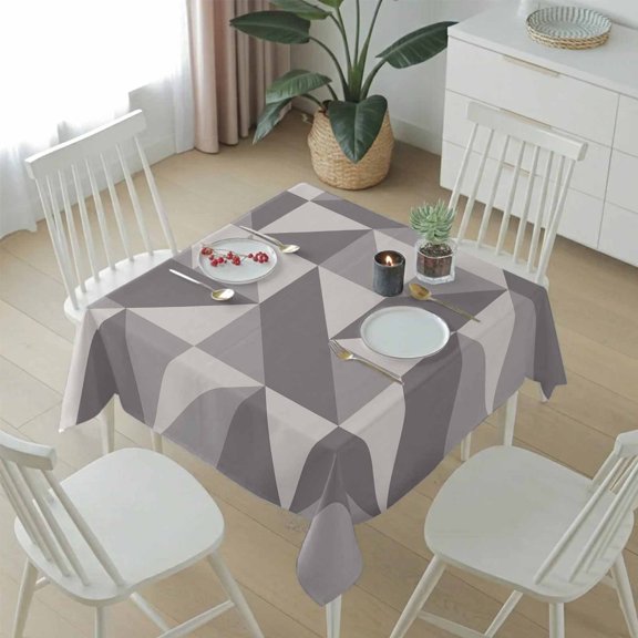 Square Tablecloth,Geometric Grey Art Triangle Waterproof Oil-Proof Table Cloth Kitchen Dining Tables Cover for Indoor Outdoor Wedding Holiday Party Decor,Abstract Geometric Pattern