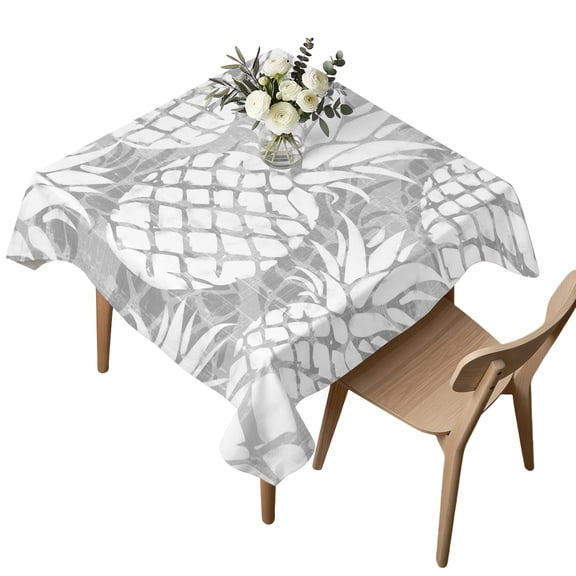 Square Tablecloth, Light Gray Pineapple Waterproof Table Cloth 54x54 in Modern Fruit Art Washable Spillproof Table Cover for Kitchen Dining Party Decor Outdoor Camping