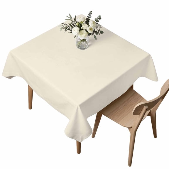 Square Tablecloth, Modern Solid Color Cream Art Waterproof Table Cloth 54x54 in Simple Minimalist Style Washable Spillproof Table Cover for Kitchen Dining Party Decor Outdoor Camping