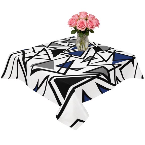 Square Tablecloth,Navy Blue Black Geometric Triangle Waterproof Oil-Proof Table Cloth Kitchen Dining Tables Cover for Indoor Outdoor Wedding Holiday Party Decor,Modern Abstract Style