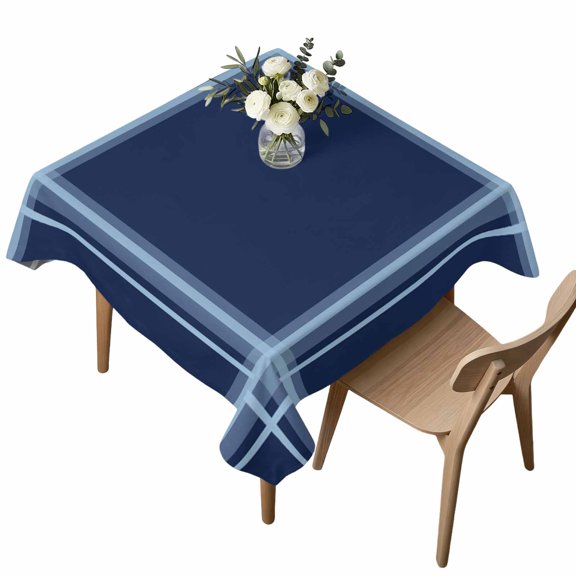 Square Tablecloth, Navy Blue and White Plaid Waterproof Table Cloth 60x60 in Traditional Lattice Pattern Washable Spillproof Table Cover for Kitchen Dining Party Decor Outdoor Camping