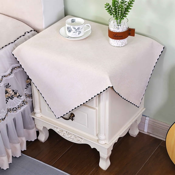 Square Tablecloth,Nightstand Table Cloth,Small Table Cover Bedside Cover For Living Room Bedroom -Beige-60x60cm(24x24in)