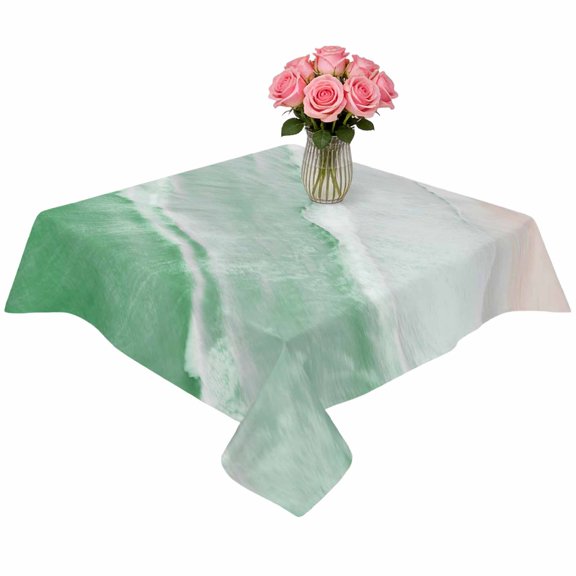 Square Tablecloth,Ombre Sage Green Waves Waterproof Oil-Proof Table Cloth Kitchen Dining Tables Cover for Indoor Outdoor Wedding Holiday Party Decor,Abstract Bohemian Beach