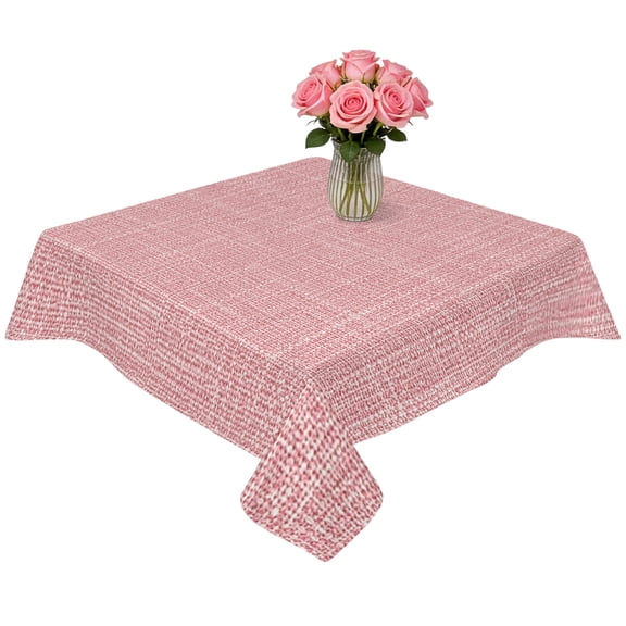 Square Tablecloth,Pink Linen Texture Waterproof Oil-Proof Table Cloth Kitchen Dining Tables Cover for Indoor Outdoor Wedding Holiday Party Decor,Solid Color Theme