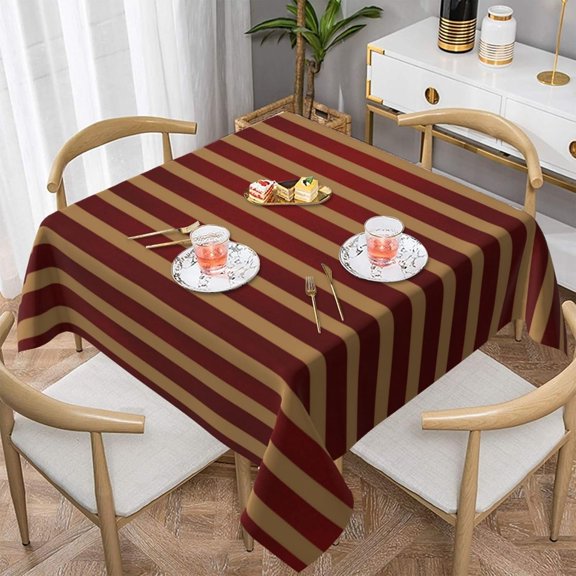 Square Tablecloth Red & Gold Vertical Stripes Striped Pattern Table Cover Washable Table Cloths for Kitchen Dinning Party Tabletop Modern Decoration 60 x 60inch