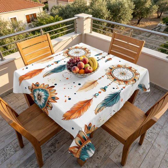 Square Tablecloth,Retro Indian Totem Waterproof Oil-Proof Table Cloth Kitchen Dining Tables Cover for Indoor Outdoor Wedding Holiday Party Decor,Abstract Ancient Patterns