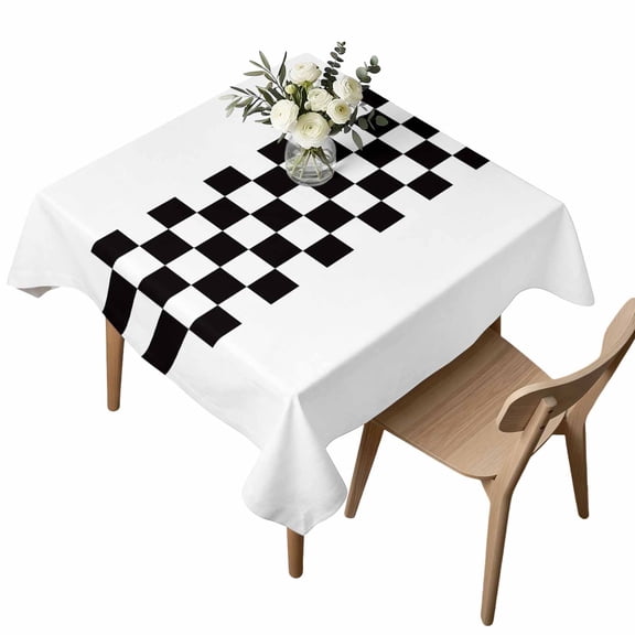 Square Tablecloth, Rural Black and White Buffalo Lattice Checked Waterproof Table Cloth 60x60 in Gingham Washable Spillproof Table Cover for Kitchen Dining Party Decor Outdoor Camping