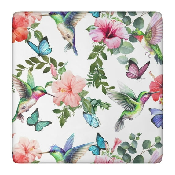 Square Tablecloth Rustic Floral and Bee Artwork, Waterproof Wipeable Table Cover with Elastic Edge for Outdoor Kitchen Patio
