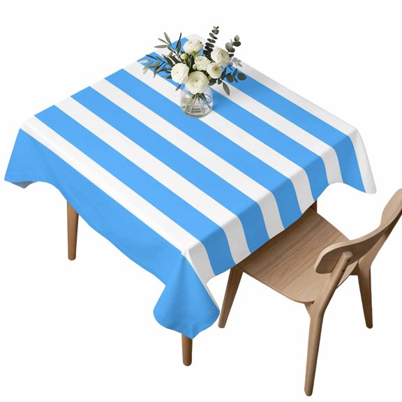 Square Tablecloth, Simple Blue Striped Waterproof Table Cloth 54x54 in Modern Geometric Line Washable Spillproof Table Cover for Kitchen Dining Party Decor Outdoor Camping