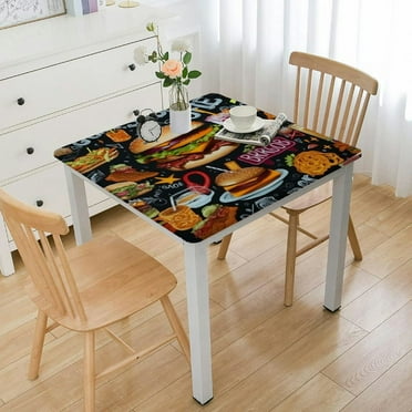 Square Tablecloth Small Table Cloth Wrinkle-Resistant Table Cover Waterproof Washable Black Tablecloth for Home Tabletop Decoration