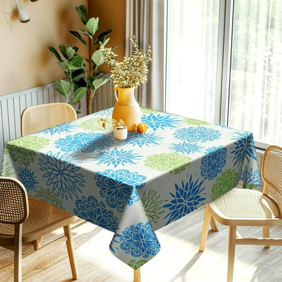 Square Tablecloth Stain Resistant Wrinkle Free Washable Soft Table Cloth, Decorative Geometric Flower Table Cover for Dining Room, Indoor and Outdoor Use, 54 x 54 Inch