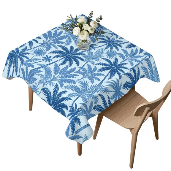 Square Tablecloth, Summer Tropical Palm Tree Waterproof Table Cloth 54x54 in Boho Abstract Leaves Washable Spillproof Table Cover for Kitchen Dining Party Decor Outdoor Camping