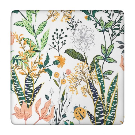 Square Tablecloth Vintage Farmhouse Floral Patterned Table Cover, Elastic Fit Waterproof Backed for Outdoor Indoor Rustic Decor