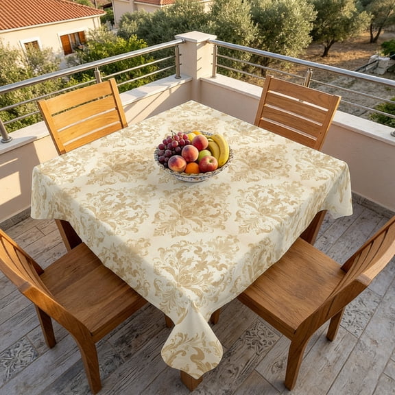 Square Tablecloth,Vintage Medieval Damask Floral Waterproof Oil-Proof Table Cloth Kitchen Dining Tables Cover for Indoor Outdoor Wedding Holiday Party Decor,Retro Boho Pattern Art