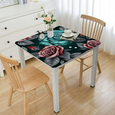 Square Tablecloth Waterproof Table Cloth Decoration Teal Table Cover Washable Kitchen Tablecloths for Picnic Party Wedding Holiday