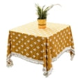 thumbnail image 1 of Square Tablecloth,Yellow Star Embroidered Tablecloth With Tassel,Cotton Linen Table Cover For Cafe Catering Balcony Garden Party Picnic Banquet Festival-Yellow-60*60cm, 1 of 7