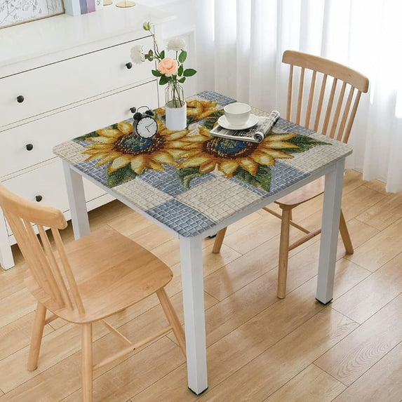 Square Tablecloth with Backing Square Table Cover Table Cloth Stain-Resistant Wipeable for Square Table