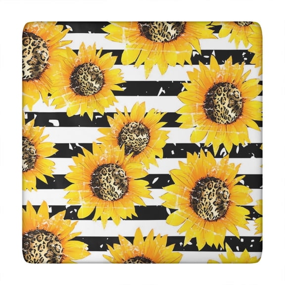 Square Tablecloth with Bright Colorful Floral Botanical Design, Waterproof Wipeable Elastic Vinyl Cover for Dining and Camping
