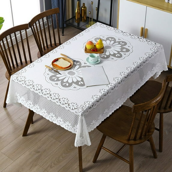 Square Tablecloth with Fringe 55x55 Inch Washable Polyester Decorative Cover for Dining Party Wedding Indoor Outdoor Use