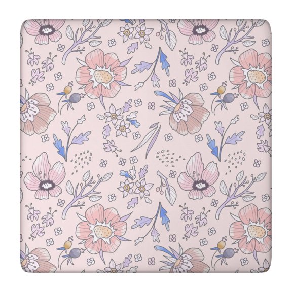 Square Tablecloth with Watercolor Floral Illustration, Elastic Waterproof Table Cover for Farmhouse Spring Summer Rustic Dining Table