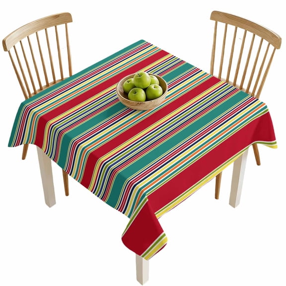 Square Tablecloths, Abstract Colorful Stripe Waterproof Table Cloths, Modern Minimalist Vertical Lines Spillproof Decorative Dining Table Covers for Kitchen,Indoor Outdoor Parties, Camping 54x54in