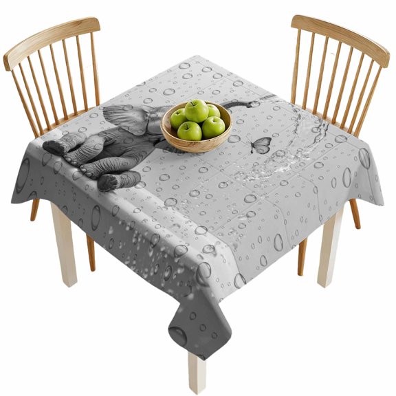 Square Tablecloths, Abstract Funny Elephant Bathtub Waterproof Table Cloths, Modern Animal Art Spillproof Decorative Dining Table Covers for Kitchen,Indoor Outdoor Parties, Camping 54x54in