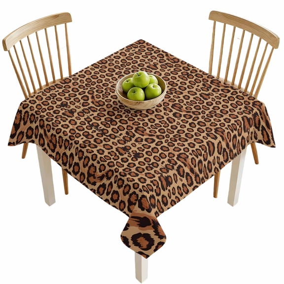 Square Tablecloths, Abstract Leopard Texture Waterproof Table Cloths, Wild Animal Print Pattern Spillproof Decorative Dining Table Covers for Kitchen,Indoor Outdoor Parties, Camping 54x54in