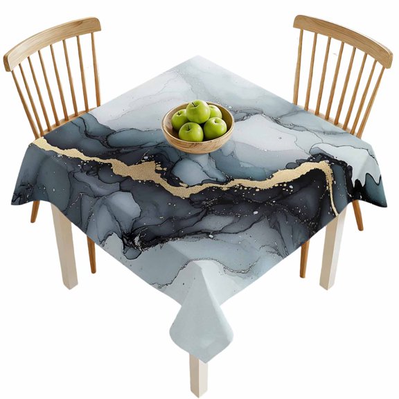 Square Tablecloths, Abstract Ombre Black Grey Marble Waterproof Table Cloths, Modern Texture Seamless Spillproof Decorative Dining Table Covers for Kitchen,Indoor Outdoor Parties, Camping 54x54in