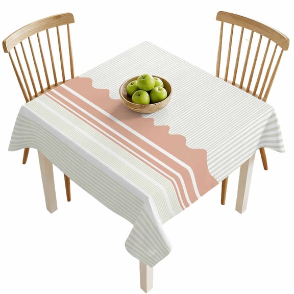 Square Tablecloths, Abstract Orange Waves Stripe Waterproof Table Cloths, Modern Minimalist Style Spillproof Decorative Dining Table Covers for Kitchen,Indoor Outdoor Parties, Camping 60x60in
