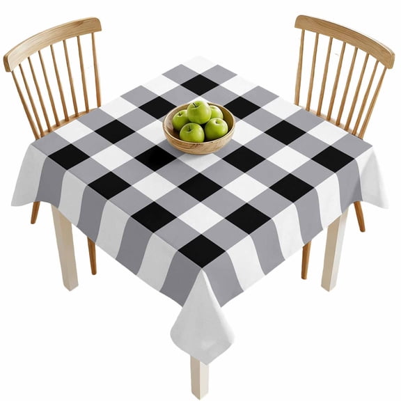 Square Tablecloths, Black White Buffalo Plaid Waterproof Table Cloths, Modern Minimalist Checkered Spillproof Decorative Dining Table Covers for Kitchen,Indoor Outdoor Parties, Camping 60x60in