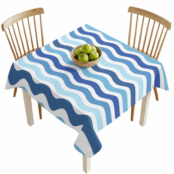 Square Tablecloths, Blue Gradient Water Ripple Waterproof Table Cloths, Summer Ocean Theme Spillproof Decorative Dining Table Covers for Kitchen,Indoor Outdoor Parties, Camping 60x60in