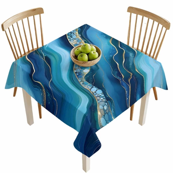 Square Tablecloths, Cartoon Marble Texture Wave Bubble Waterproof Table Cloths, Abstract Gradient Art Spillproof Decorative Dining Table Covers for Kitchen,Indoor Outdoor Parties, Camping 60x60in