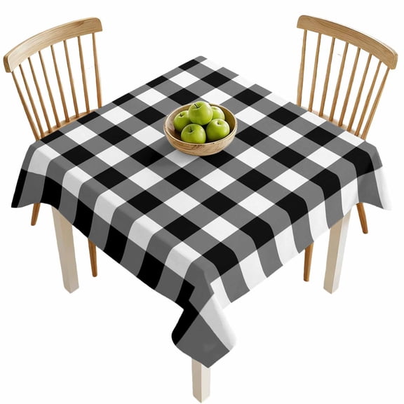 Square Tablecloths, Classic Black and White Buffalo Check Waterproof Table Cloths, Monochrome Plaid Spillproof Decorative Dining Table Covers for Kitchen,Indoor Outdoor Parties, Camping 54x54in