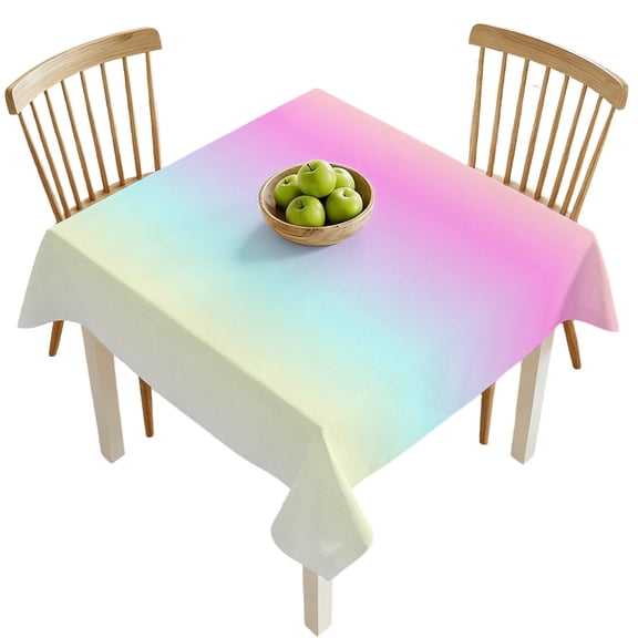 Square Tablecloths, Colorful Ombre Art Waterproof Table Cloths, Rainbow Gradient Spillproof Decorative Dining Table Covers for Kitchen,Indoor Outdoor Parties, Camping 54x54in