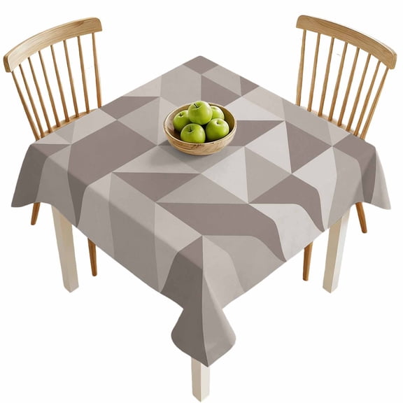 Square Tablecloths, Geometric Khaki Triangle Art Waterproof Table Cloths, Modern Simplistic Spillproof Decorative Dining Table Covers for Kitchen,Indoor Outdoor Parties, Camping 54x54in